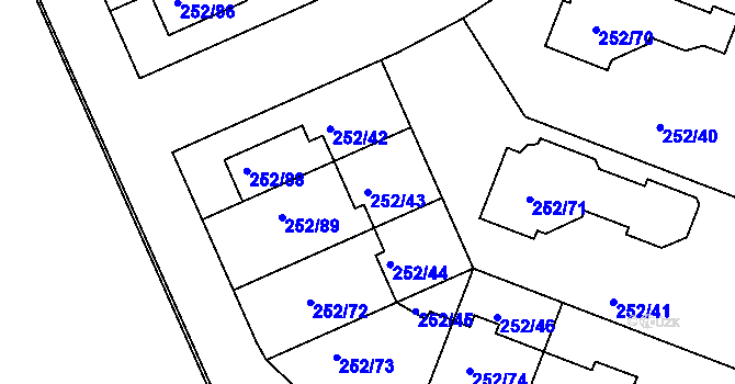 Parcela st. 252/43 v KÚ Benice, Katastrální mapa