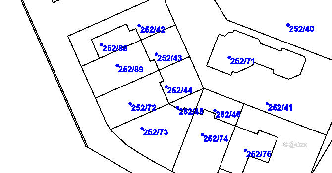Parcela st. 252/44 v KÚ Benice, Katastrální mapa