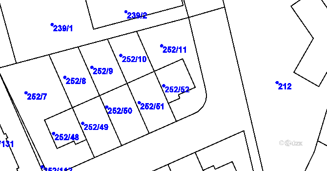 Parcela st. 252/52 v KÚ Benice, Katastrální mapa