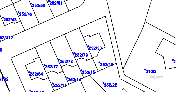 Parcela st. 252/53 v KÚ Benice, Katastrální mapa