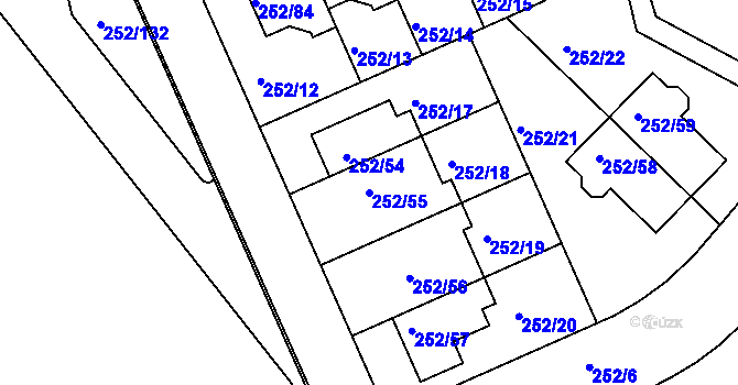 Parcela st. 252/55 v KÚ Benice, Katastrální mapa