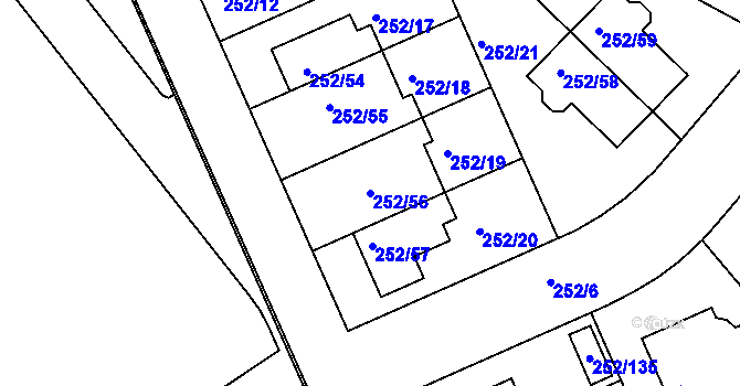 Parcela st. 252/56 v KÚ Benice, Katastrální mapa