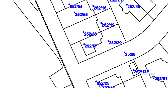 Parcela st. 252/57 v KÚ Benice, Katastrální mapa