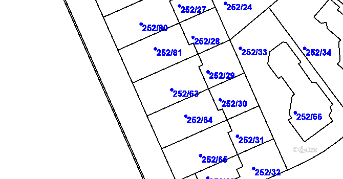 Parcela st. 252/63 v KÚ Benice, Katastrální mapa