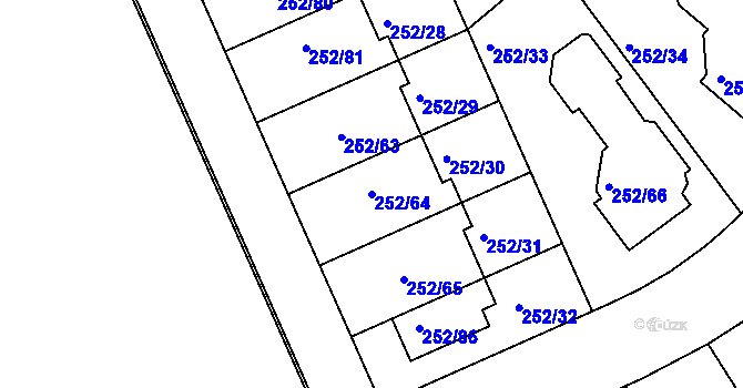 Parcela st. 252/64 v KÚ Benice, Katastrální mapa
