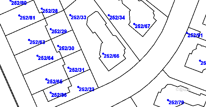 Parcela st. 252/66 v KÚ Benice, Katastrální mapa