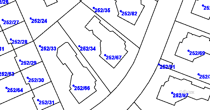 Parcela st. 252/67 v KÚ Benice, Katastrální mapa