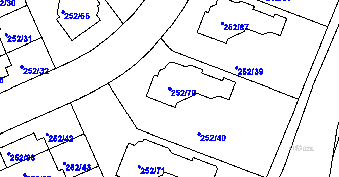 Parcela st. 252/70 v KÚ Benice, Katastrální mapa