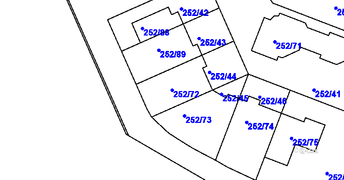 Parcela st. 252/72 v KÚ Benice, Katastrální mapa