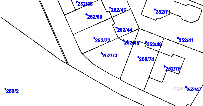 Parcela st. 252/73 v KÚ Benice, Katastrální mapa