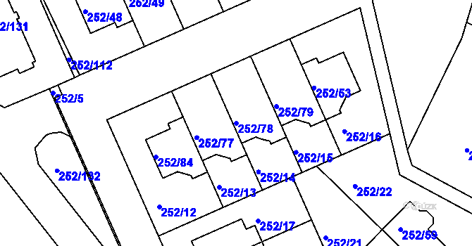 Parcela st. 252/78 v KÚ Benice, Katastrální mapa