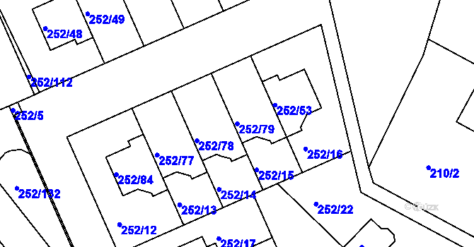 Parcela st. 252/79 v KÚ Benice, Katastrální mapa