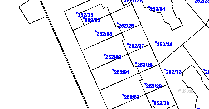 Parcela st. 252/80 v KÚ Benice, Katastrální mapa