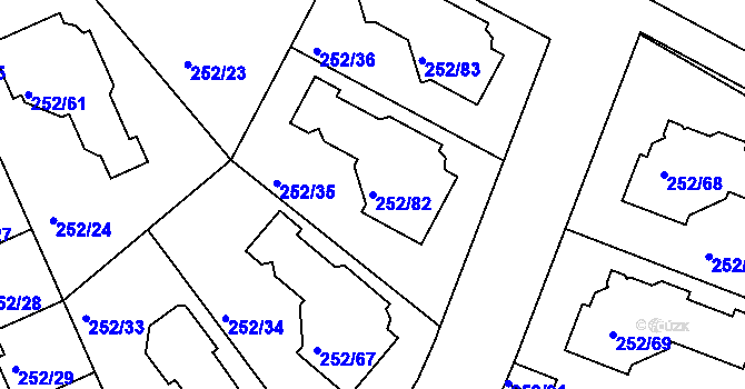 Parcela st. 252/82 v KÚ Benice, Katastrální mapa