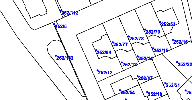 Parcela st. 252/84 v KÚ Benice, Katastrální mapa