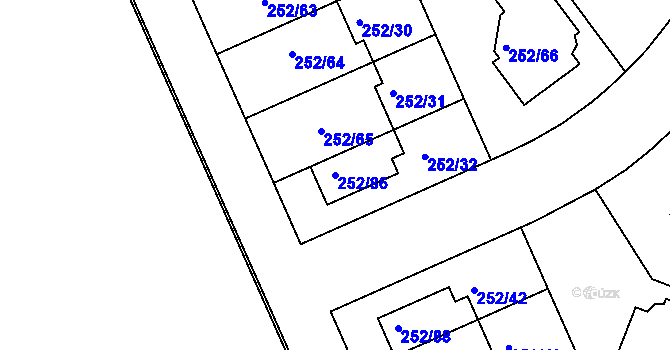 Parcela st. 252/86 v KÚ Benice, Katastrální mapa