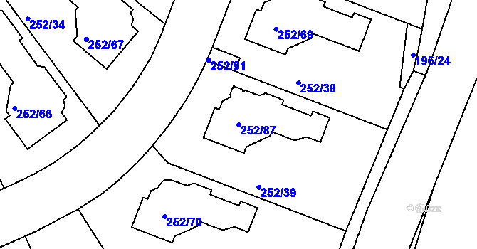 Parcela st. 252/87 v KÚ Benice, Katastrální mapa