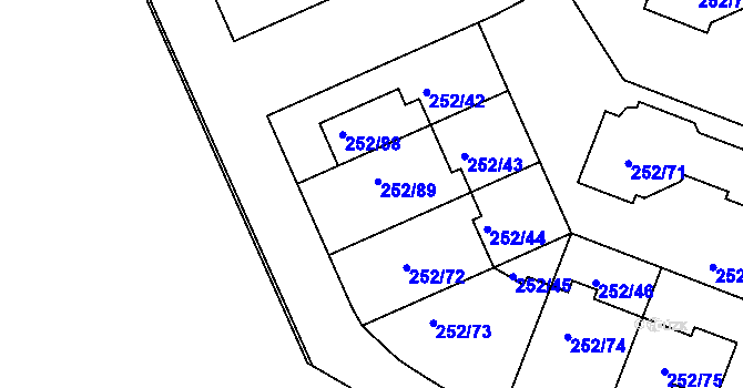 Parcela st. 252/89 v KÚ Benice, Katastrální mapa