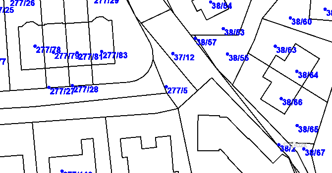 Parcela st. 277/5 v KÚ Benice, Katastrální mapa