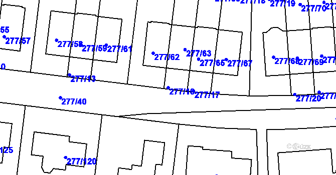 Parcela st. 277/16 v KÚ Benice, Katastrální mapa