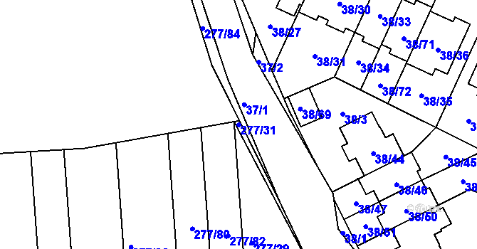 Parcela st. 277/31 v KÚ Benice, Katastrální mapa