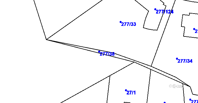Parcela st. 277/38 v KÚ Benice, Katastrální mapa