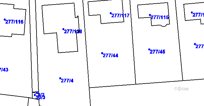 Parcela st. 277/44 v KÚ Benice, Katastrální mapa