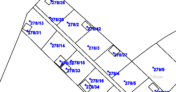 Parcela st. 278/3 v KÚ Benice, Katastrální mapa