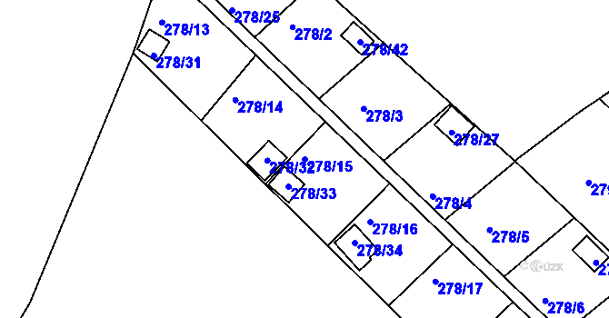 Parcela st. 278/15 v KÚ Benice, Katastrální mapa