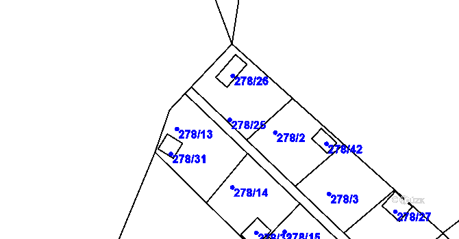 Parcela st. 278/25 v KÚ Benice, Katastrální mapa