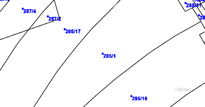 Parcela st. 285/1 v KÚ Benice, Katastrální mapa