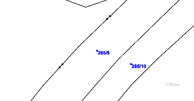 Parcela st. 285/9 v KÚ Benice, Katastrální mapa