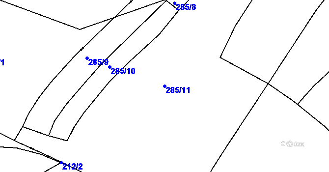 Parcela st. 285/11 v KÚ Benice, Katastrální mapa