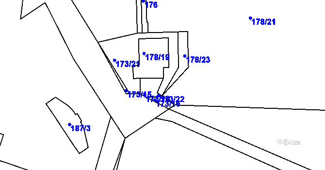 Parcela st. 173/20 v KÚ Benice, Katastrální mapa