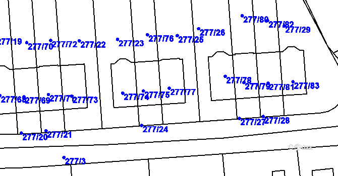 Parcela st. 277/77 v KÚ Benice, Katastrální mapa
