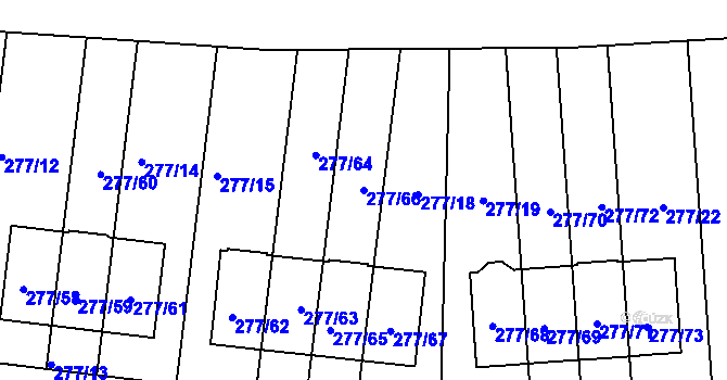 Parcela st. 277/66 v KÚ Benice, Katastrální mapa