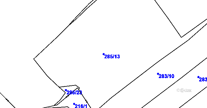 Parcela st. 285/13 v KÚ Benice, Katastrální mapa