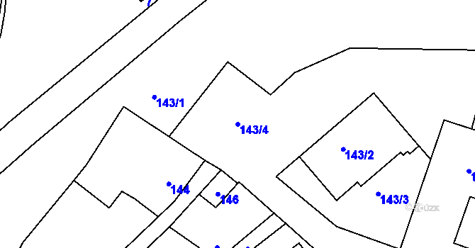 Parcela st. 143/4 v KÚ Benice, Katastrální mapa