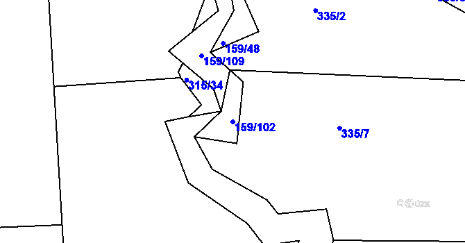 Parcela st. 159/102 v KÚ Benice, Katastrální mapa