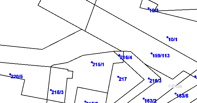 Parcela st. 163/4 v KÚ Benice, Katastrální mapa