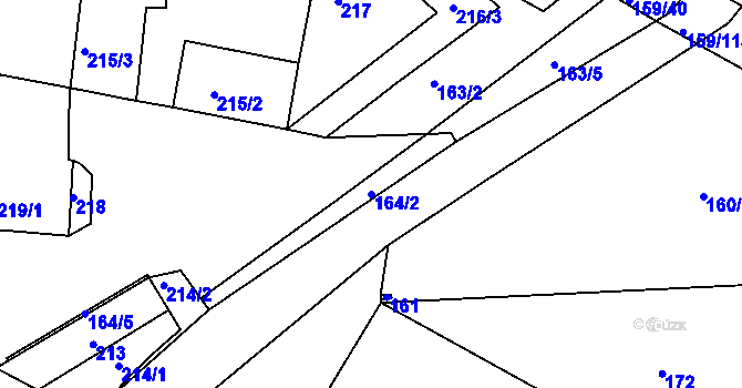 Parcela st. 164/2 v KÚ Benice, Katastrální mapa