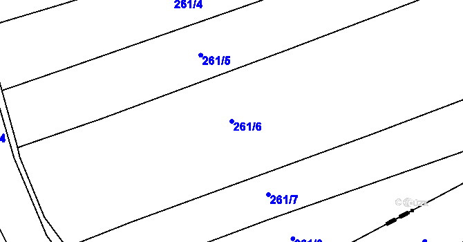 Parcela st. 261/6 v KÚ Benice, Katastrální mapa