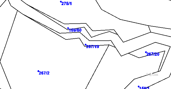 Parcela st. 267/19 v KÚ Benice, Katastrální mapa