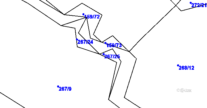 Parcela st. 267/25 v KÚ Benice, Katastrální mapa