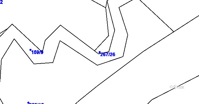 Parcela st. 267/26 v KÚ Benice, Katastrální mapa