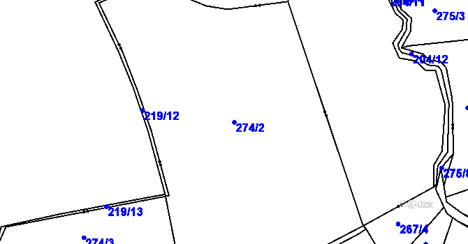 Parcela st. 274/2 v KÚ Benice, Katastrální mapa