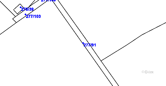 Parcela st. 277/91 v KÚ Benice, Katastrální mapa