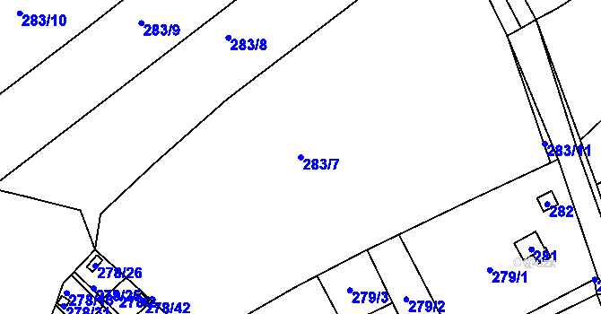 Parcela st. 283/7 v KÚ Benice, Katastrální mapa