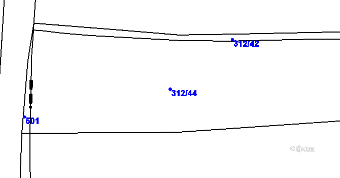 Parcela st. 312/44 v KÚ Benice, Katastrální mapa