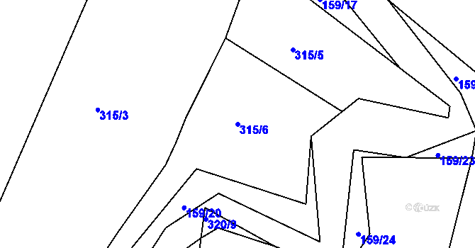 Parcela st. 315/6 v KÚ Benice, Katastrální mapa